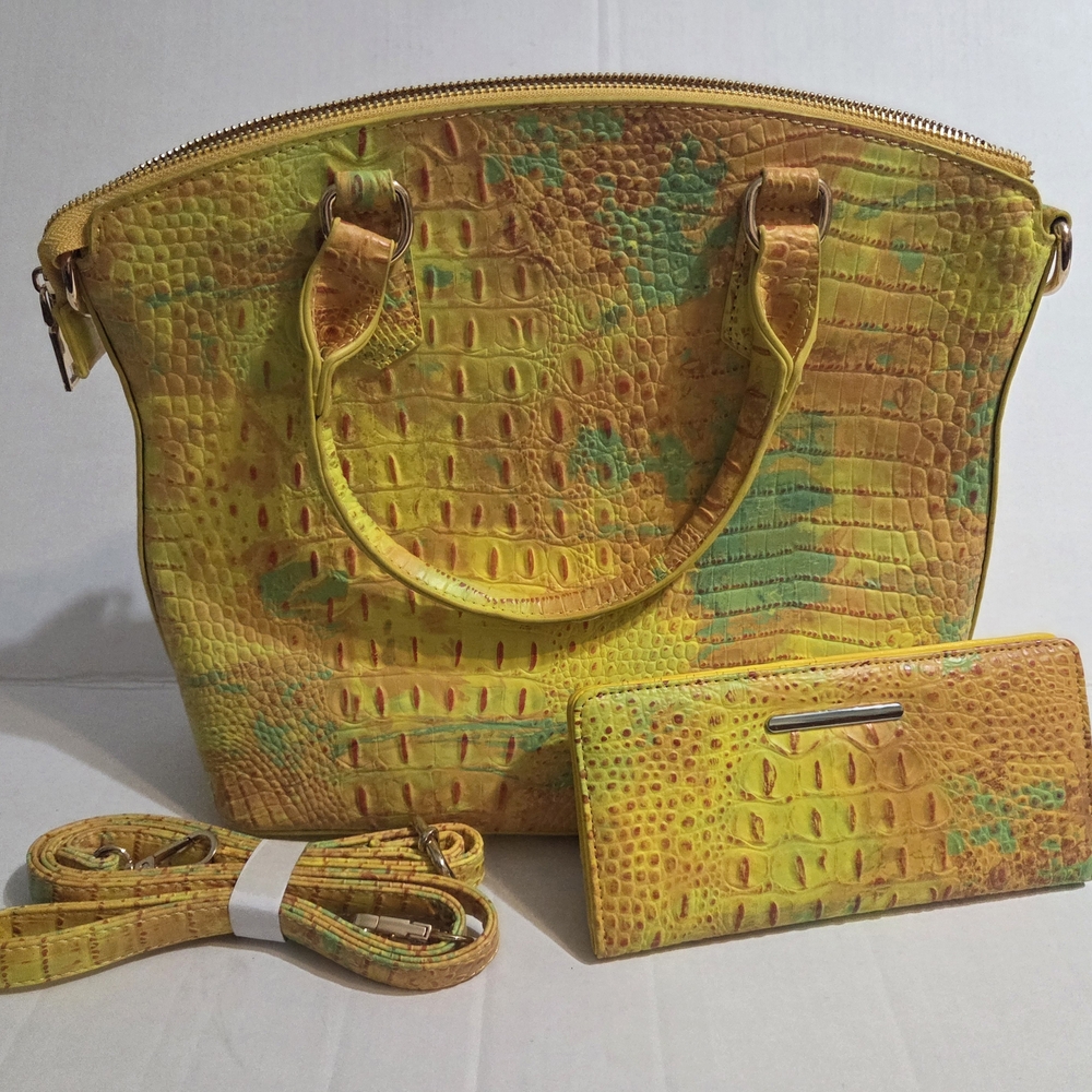 Citrus Colors Crocodile Pattern Handbag Set NEW!!